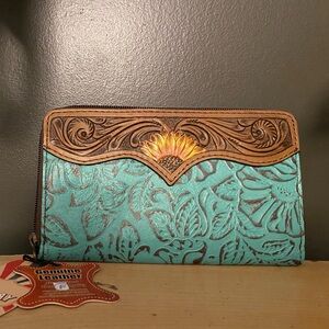Turquoise Leather Western Womens Wallet Ohlay